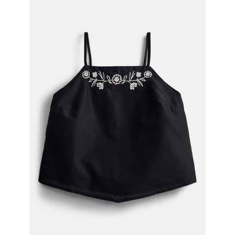 Girls Embroidered Cotton Handkerchief Tank Top, Sizes 4-18