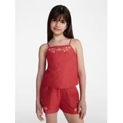 Girls Embroidered Cotton Handkerchief Tank Top, Sizes 4-18