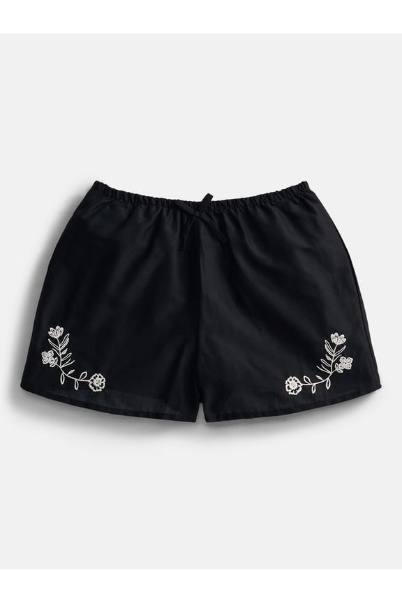 Girls Embroidered Cotton Shorts, Sizes 4-18