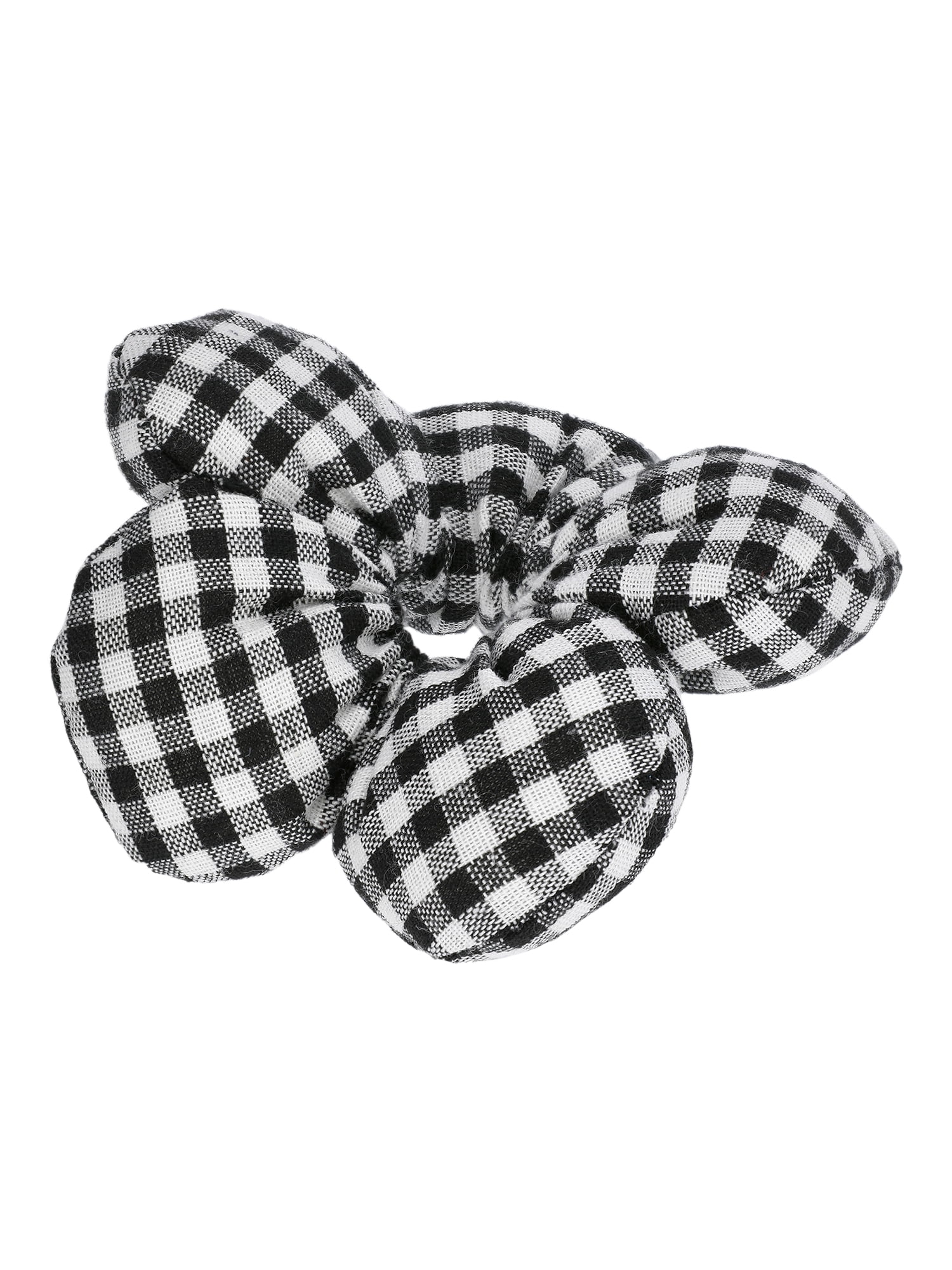 Weekend Academy Girls Gingham Flower Scrunchie, Black/White