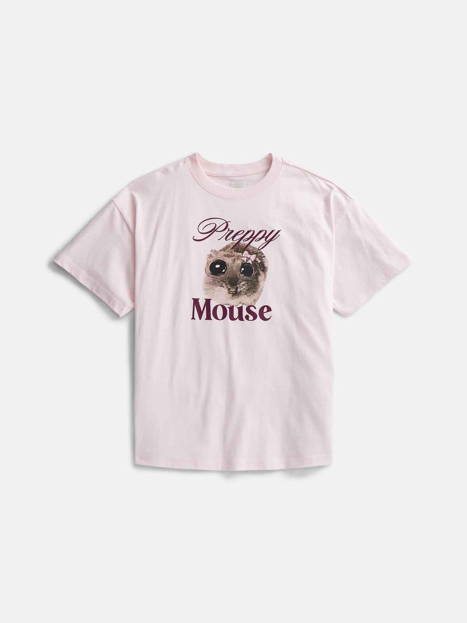 Weekend Academy Girls Oversized Graphic Cotton Tee with Short Sleeves, Sizes 4-18