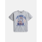 Weekend Academy Girls Oversized Graphic Cotton Tee with Short Sleeves, Sizes 4-18