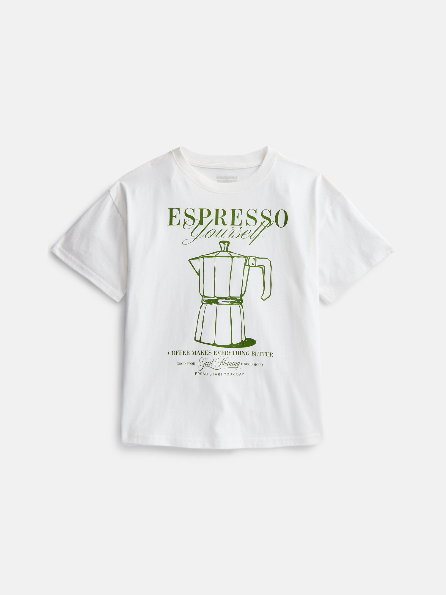 Weekend Academy Girls Oversized Graphic Cotton Tee with Short Sleeves, Sizes 4-18