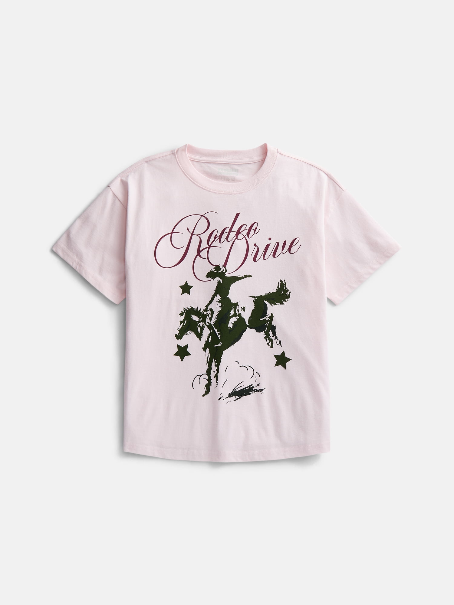 Weekend Academy Girls Oversized Graphic Cotton Tee with Short Sleeves, Sizes 4-18