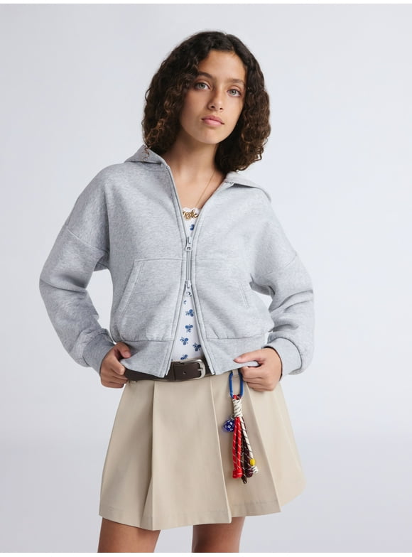 Girls Hooded Full Zip Fleece Jacket, Sizes 4-18