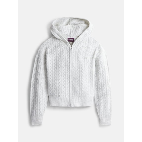 Weekend Academy Girls Full Zip Cable Knit Hoodie, Sizes 4-18