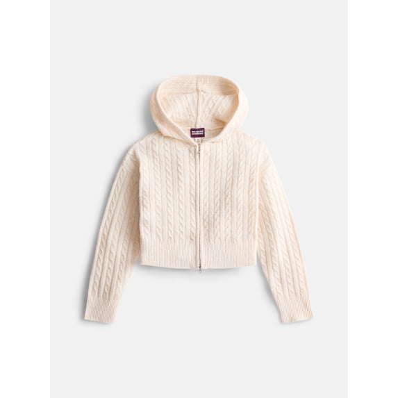 Weekend Academy Girls Full Zip Cable Knit Hoodie, Sizes 4-18
