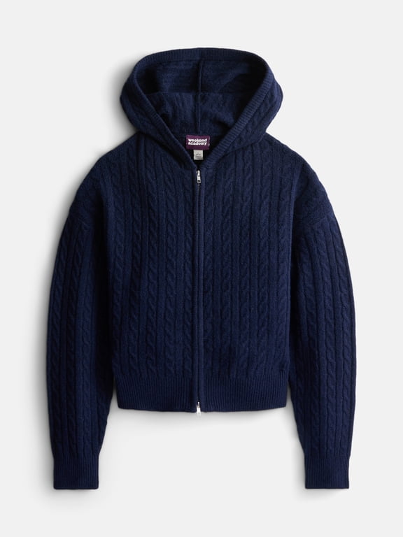 Girls Full Zip Cable Knit Hoodie, Sizes 4-18