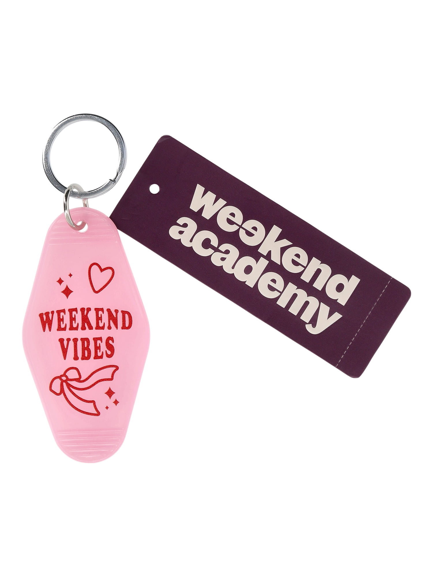 Weekend Academy Girls Weekend Vibes Hotel Keychain, Pink/Red