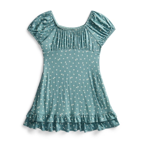 Girls Knit Puff Sleeve Peasant Dress, Sizes 4-18