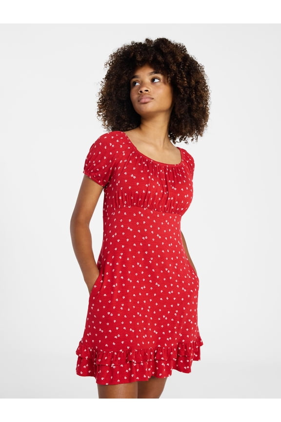 Girls Knit Puff Sleeve Peasant Dress, Sizes 4-18