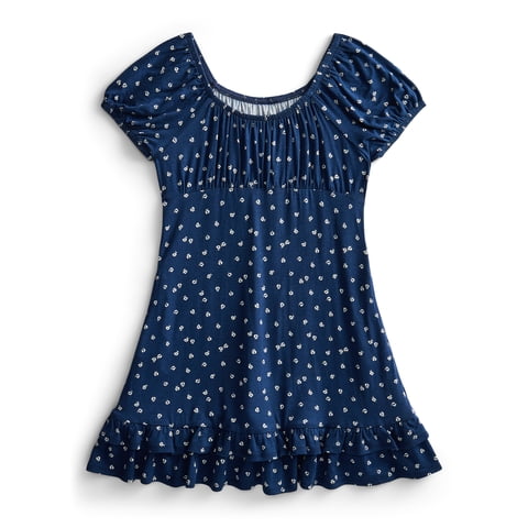 Girls Knit Puff Sleeve Peasant Dress, Sizes 4-18