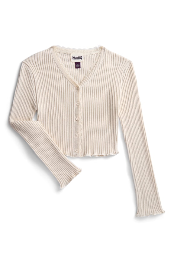 Girls Lace Trimmed Cardigan, Sizes 4-18