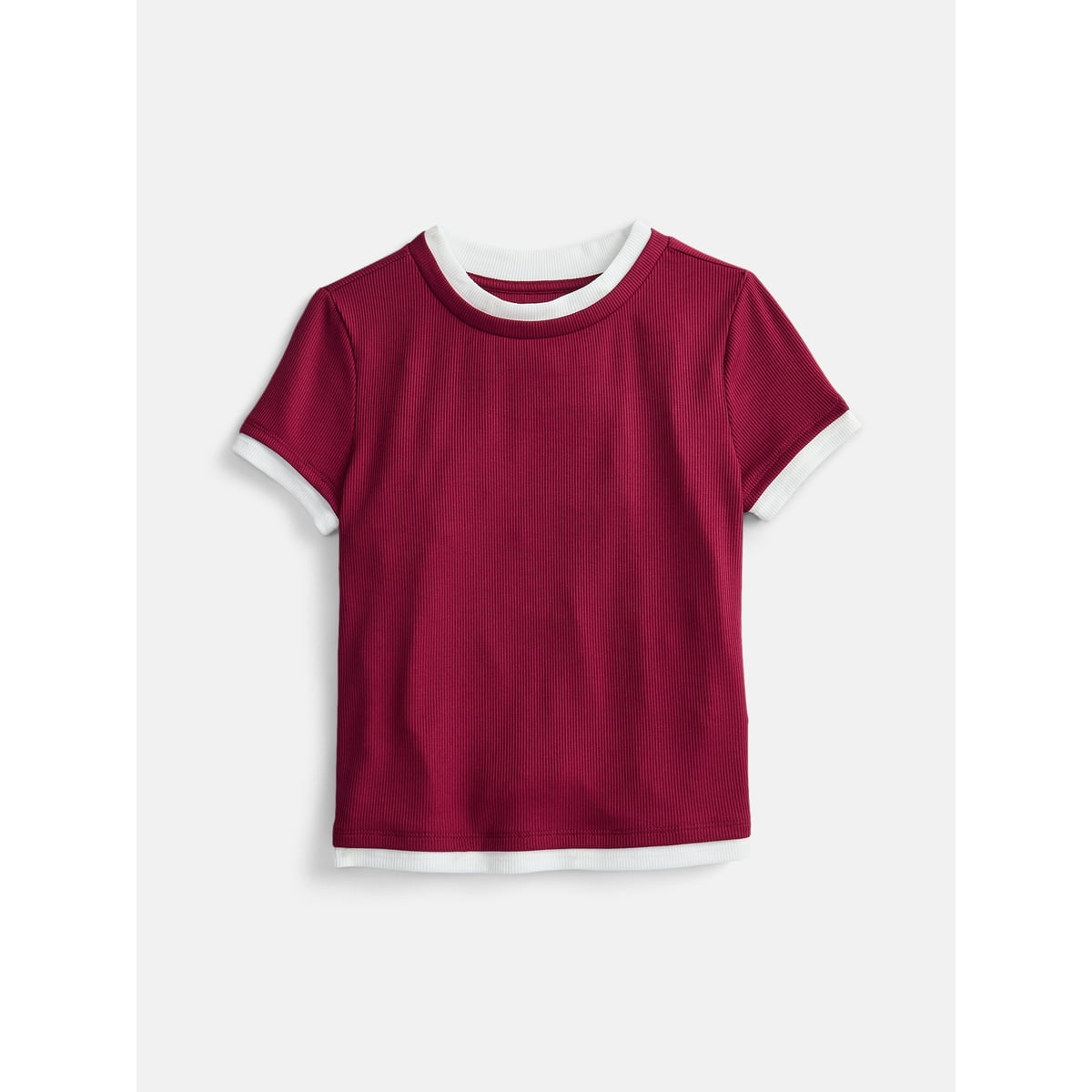 Girls Layered Tee with Short Sleeves, Sizes 4-18