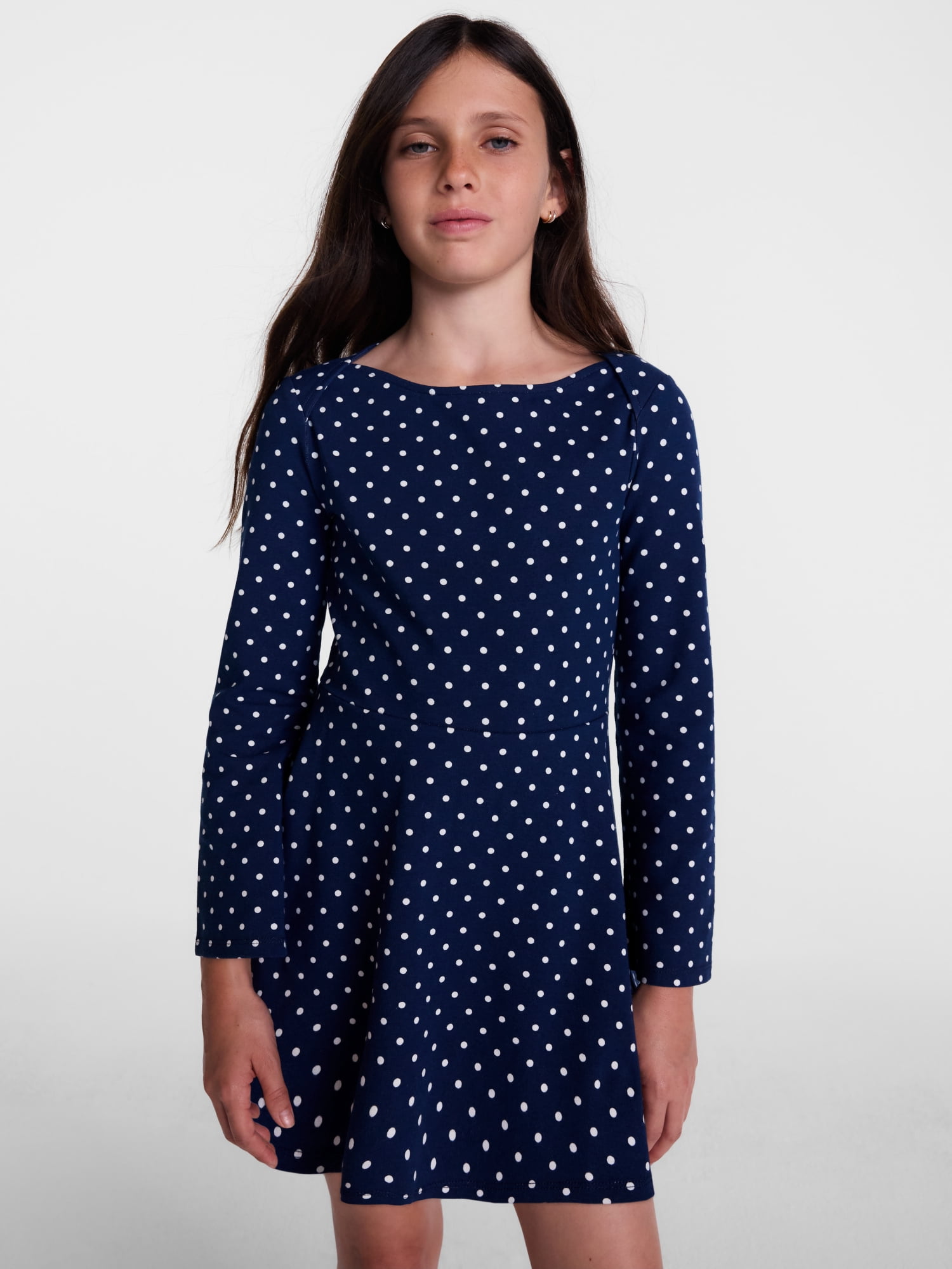Weekend Academy Girls Boatneck Dress with Long Sleeves, Sizes 4-18