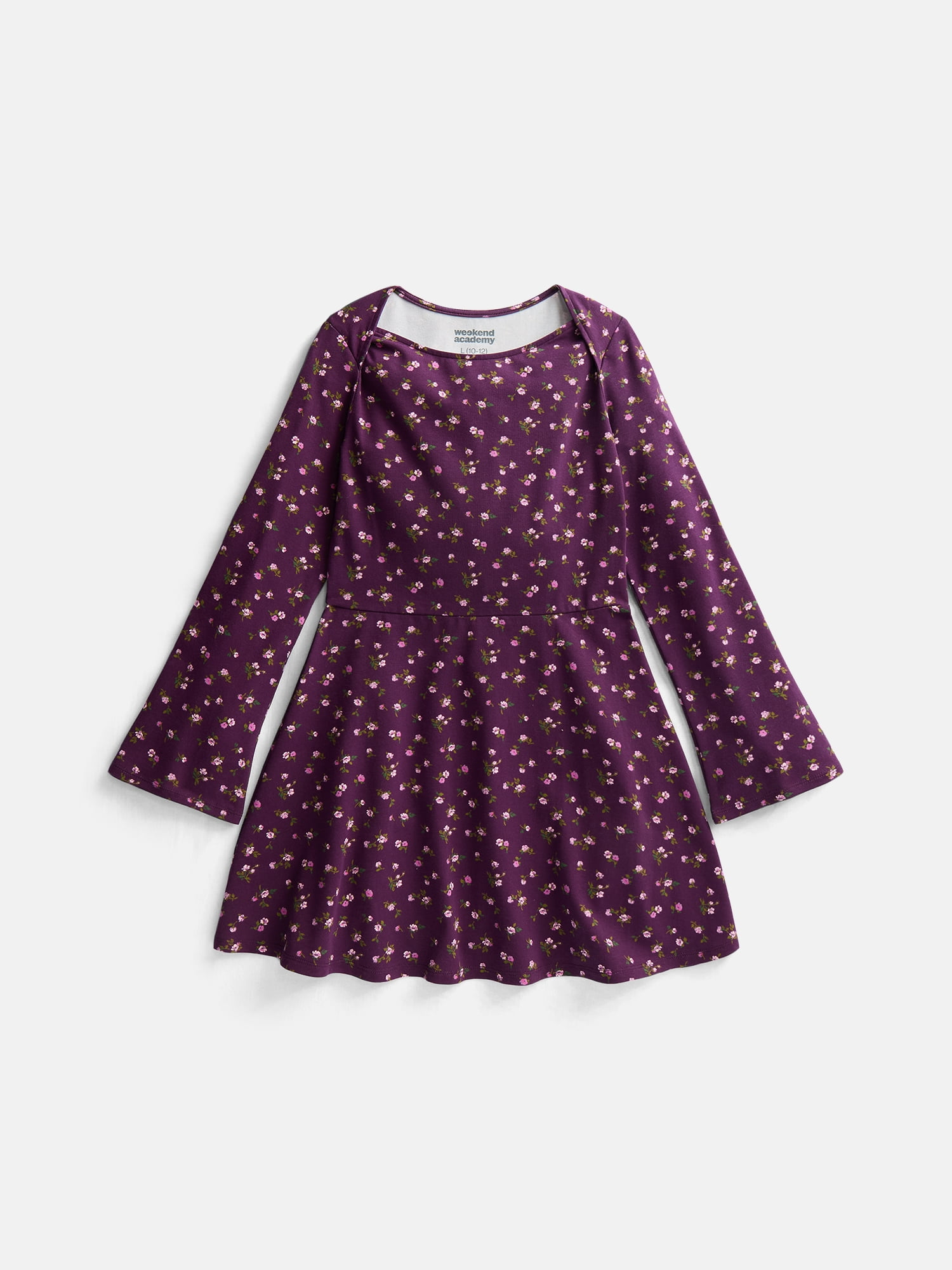 Weekend Academy Girls Boatneck Dress with Long Sleeves, Sizes 4-18