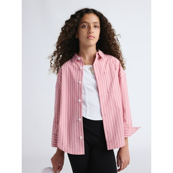 Weekend Academy Girls Long Sleeve Button Down Top, Sizes 4-18