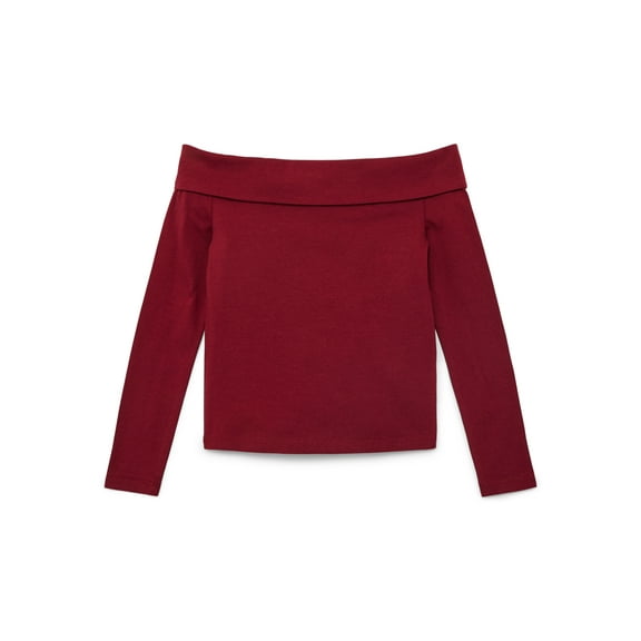 Weekend Academy Girls Off The Shoulder Top with Long Sleeves, Sizes 4-18