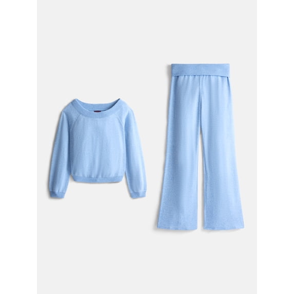 Weekend Academy Girls Boat Neck Sweater and Foldover Flare Pants Set, 2 Piece, Sizes 4-18