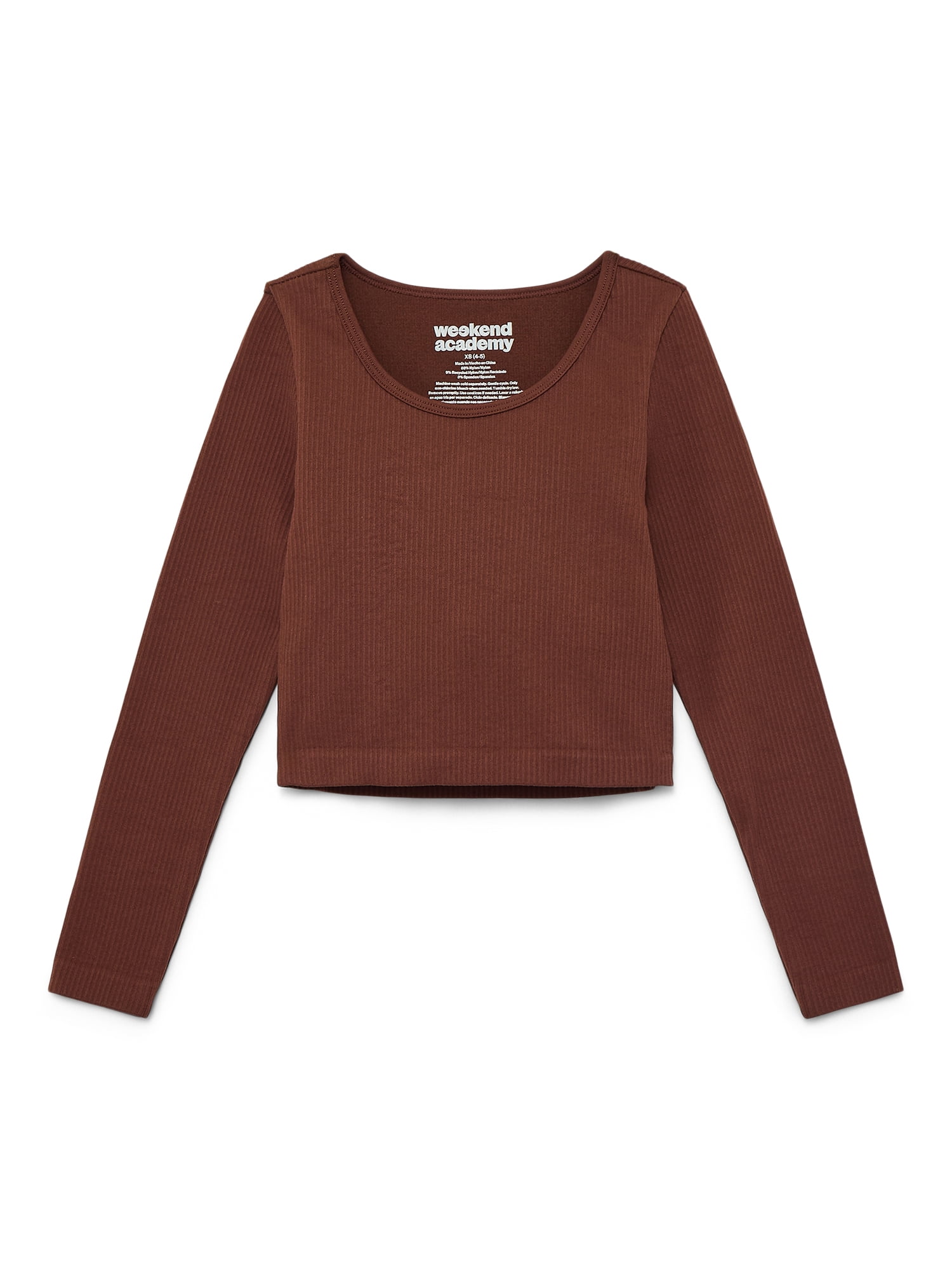 Weekend Academy Girls Seamless Top with Long Sleeves, Sizes 4-18