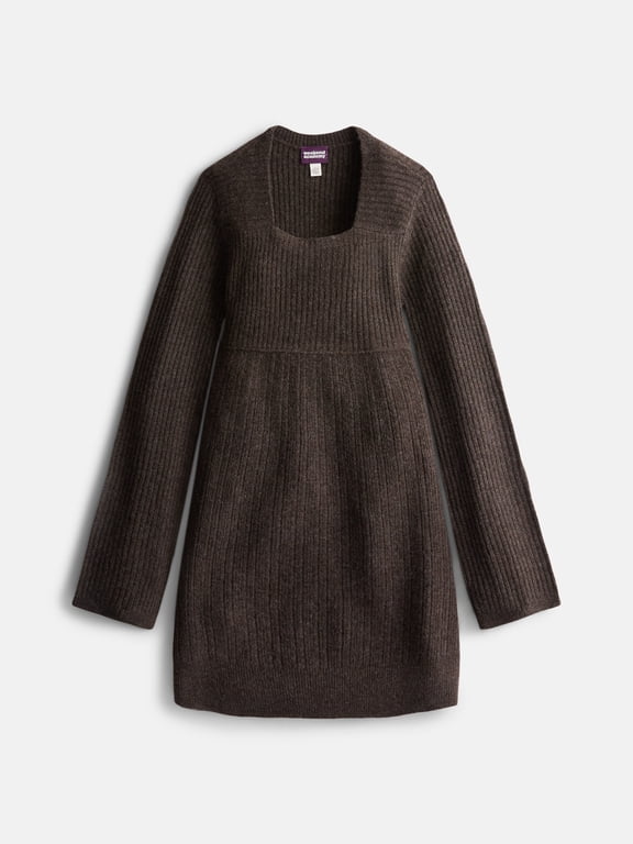 Girls Ribbed Knit Empire Waist Sweater Dress with Long Sleeves, Sizes 4-18