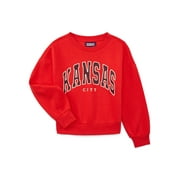 WEEKEND ACADEMY Girls Long Sleeve Graphic Crewneck Sweatshirt, Sizes 4-18