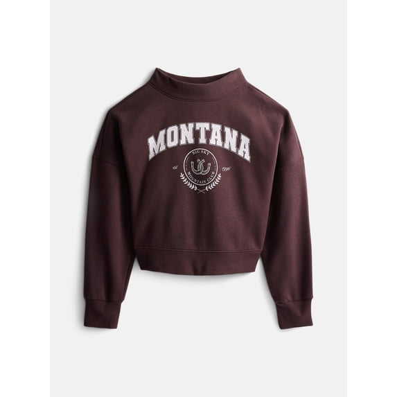 Weekend Academy Girls Mock Neck Graphic Sweatshirt, Sizes 4-18