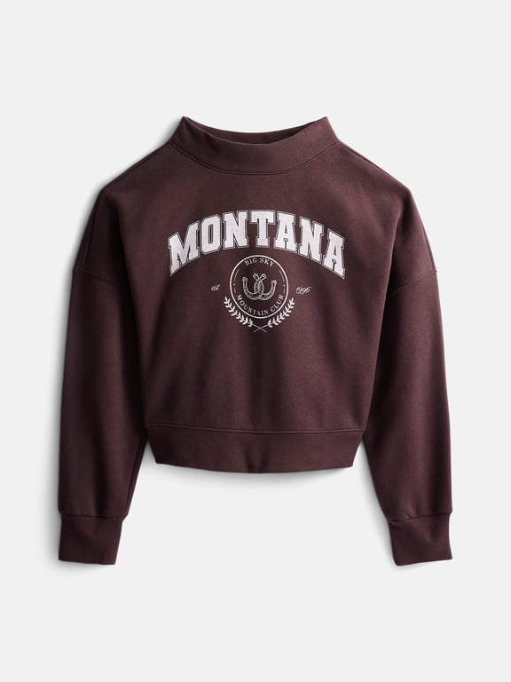 Girls Mock Neck Graphic Sweatshirt, Sizes 4-18