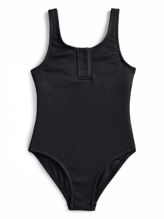 Girls Henley Rib One Piece Swimsuit, Sizes 4-18