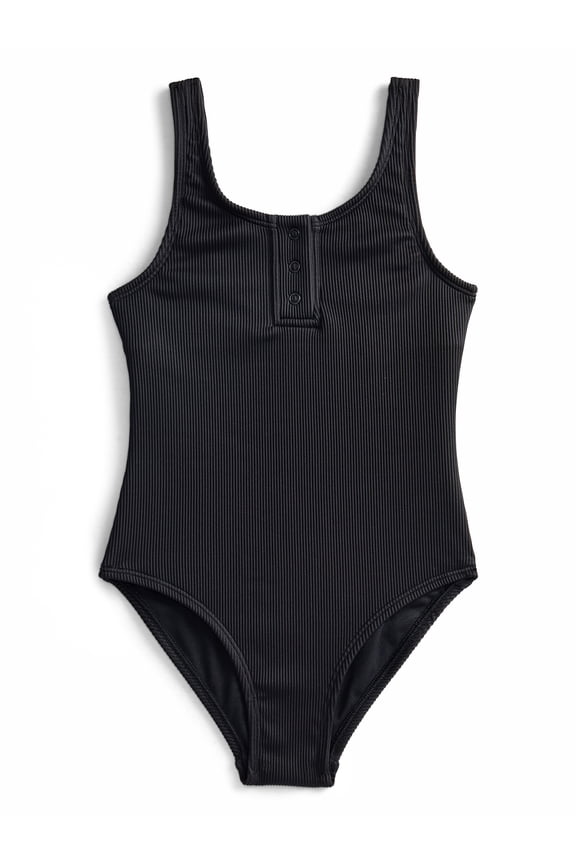 Girls Henley Rib One Piece Swimsuit, Sizes 4-18