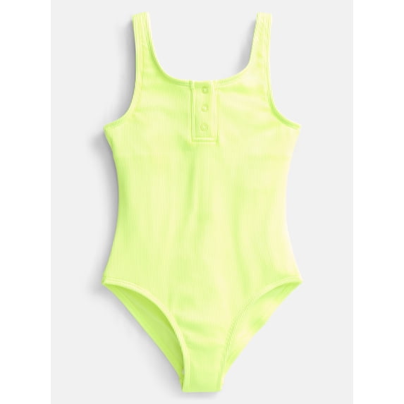 Weekend Academy Girls Henley Rib One Piece Swimsuit, Sizes 4-18