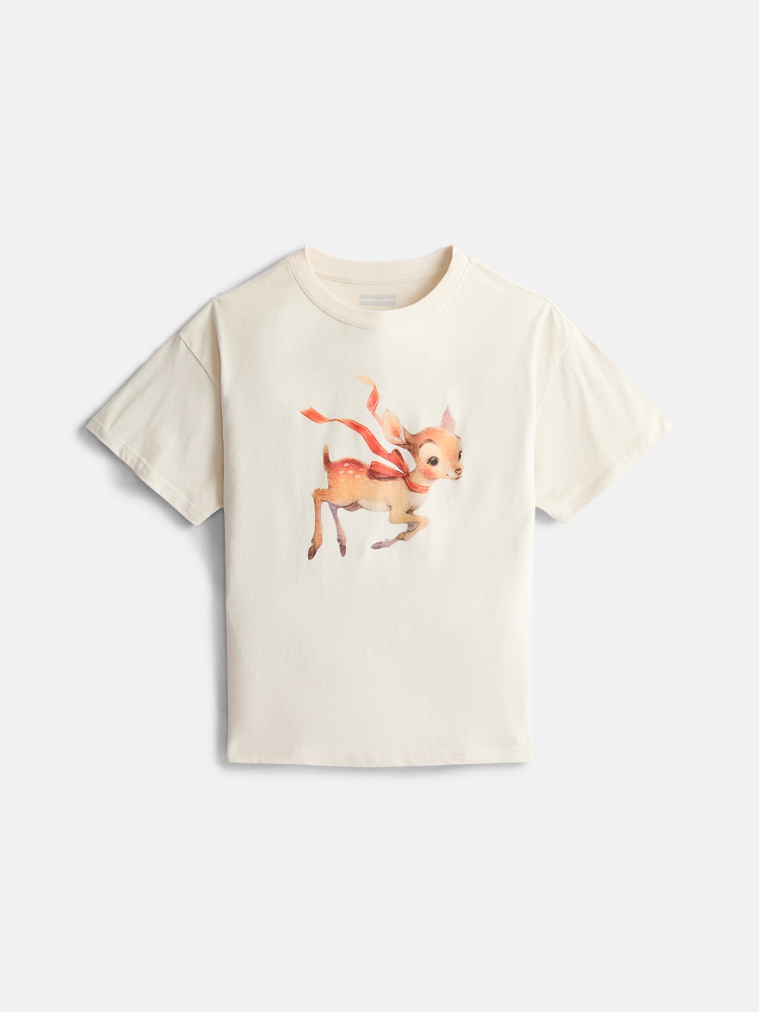 Weekend Academy Girls Oversized Graphic Cotton Tee with Short Sleeves, Sizes 4-18