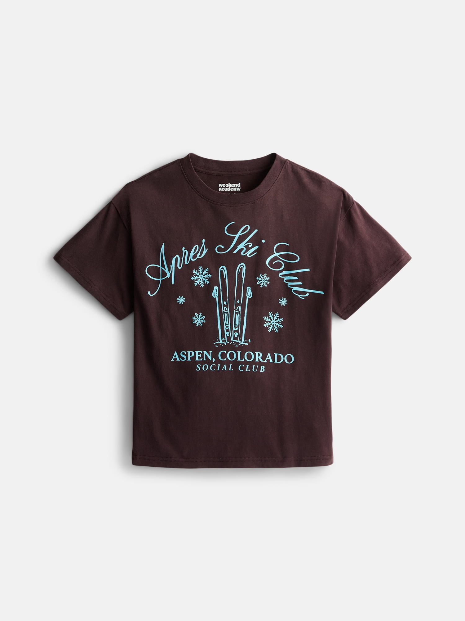 Weekend Academy Girls Oversized Graphic Cotton Tee with Short Sleeves, Sizes 4-18