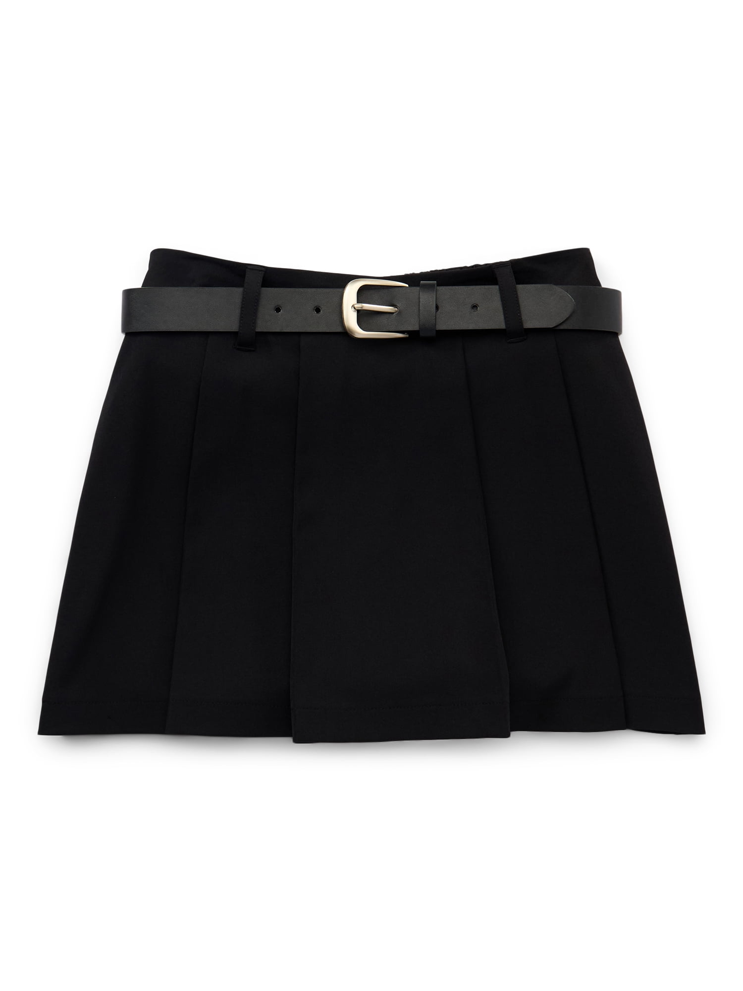 Weekend Academy Girls Pleated Mini Skirt with Removable Belt and Built-In Shorts, Sizes 4-18