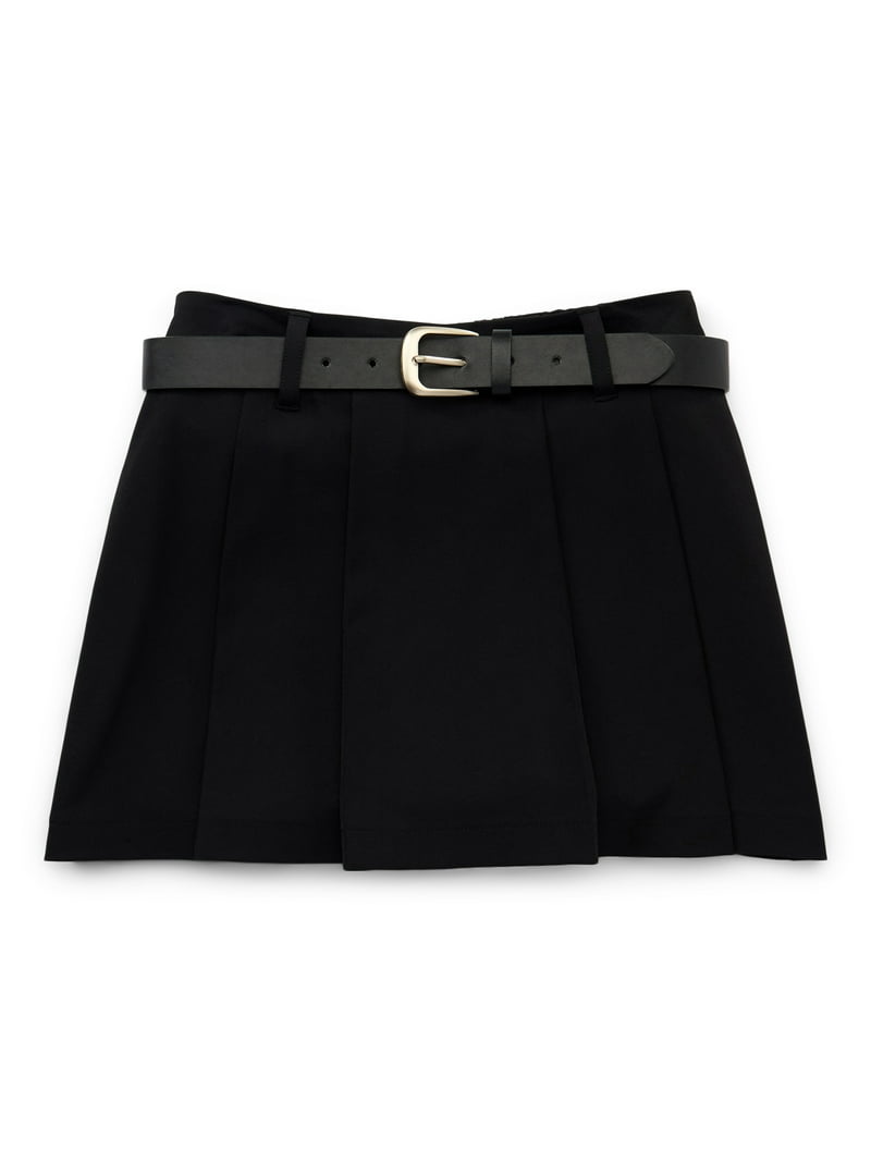 Weekend Academy Girls Pleated Mini Skirt with Removable Belt and