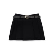 Weekend Academy Girls Pleated Mini Skirt with Removable Belt and Built-In Shorts, Sizes 4-18
