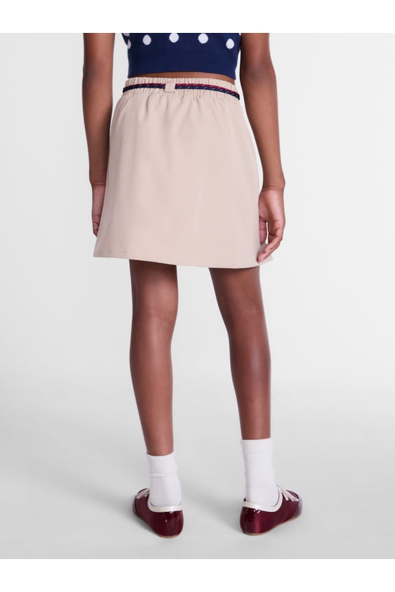 Girls Pleated Skort with Shoe String Belt, Sizes 4-18