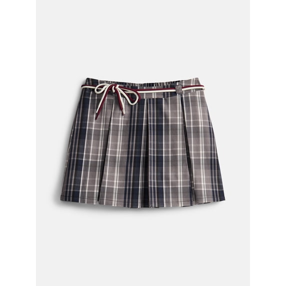 Weekend Academy Girls Pleated Mini Skirt with Shoe String Belt, Sizes 4-18