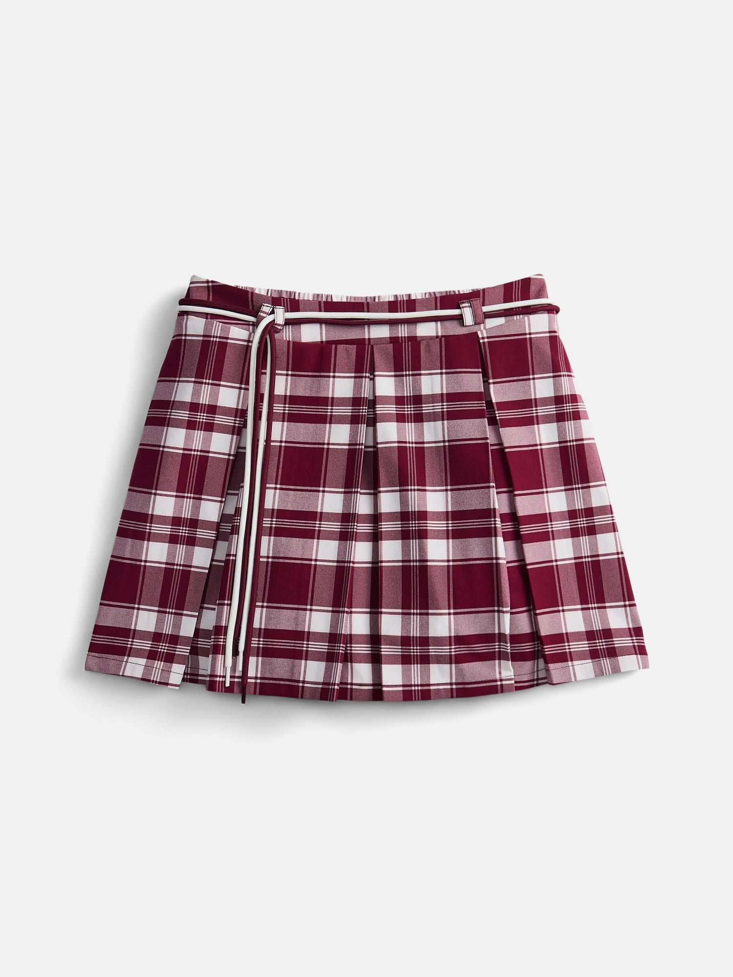 Weekend Academy Girls Pleated Skort with Shoe String Belt, Sizes 4-18