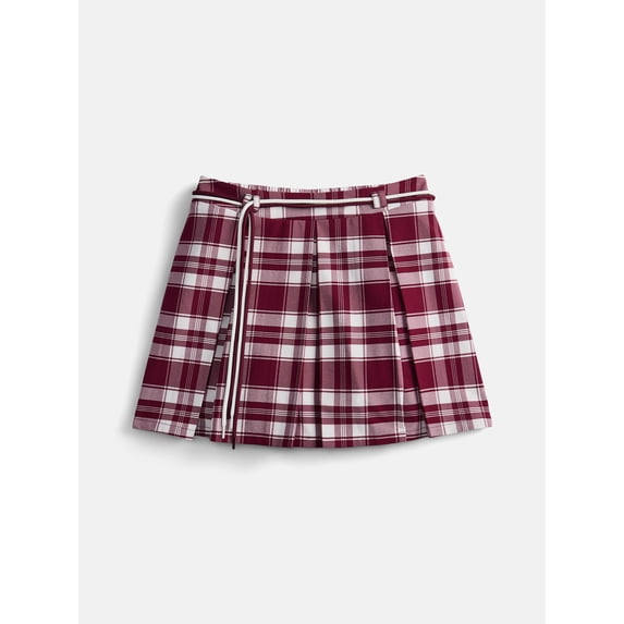 Weekend Academy Girls Pleated Skort with Shoe String Belt, Sizes 4-18