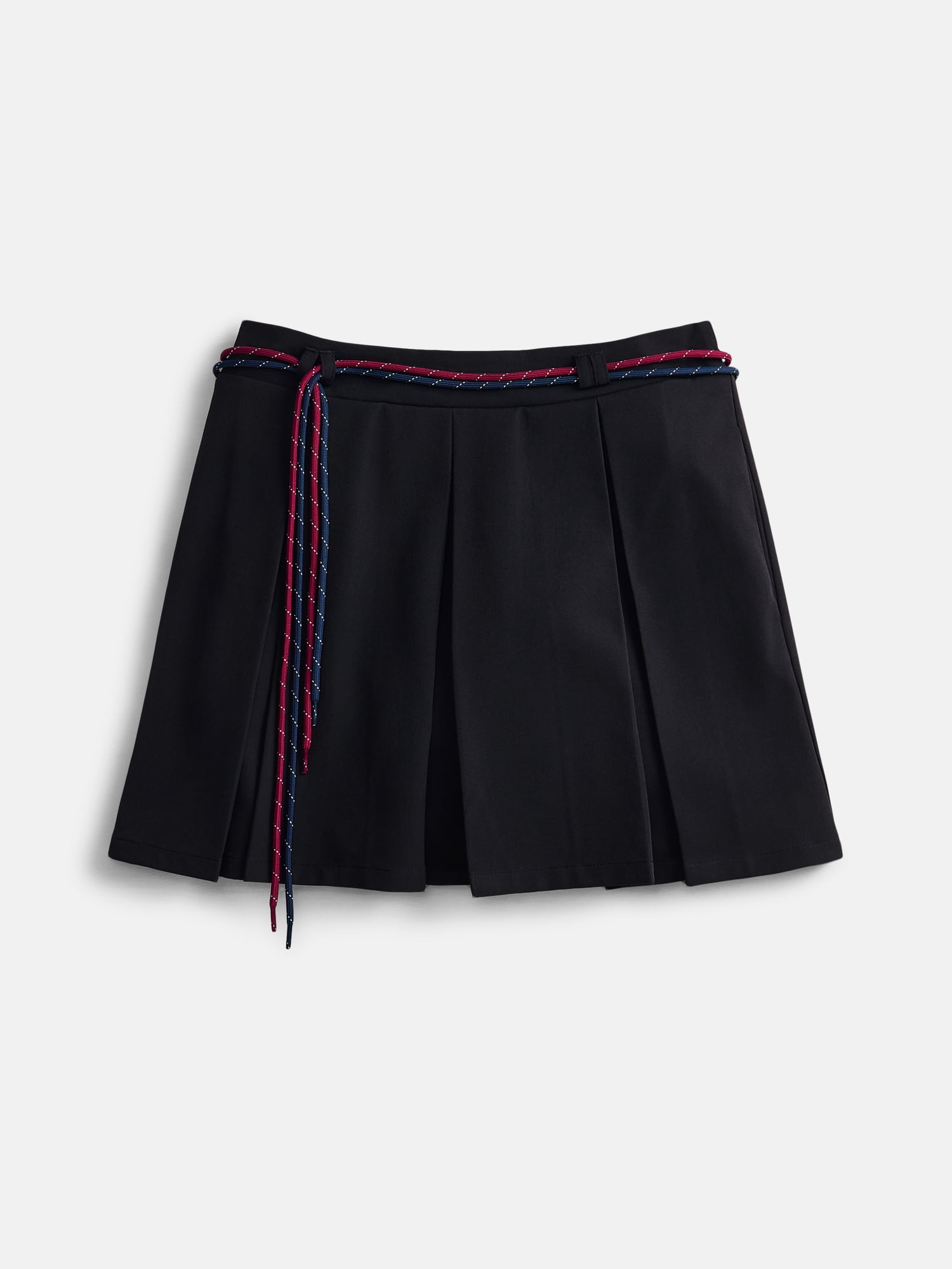 Girls Pleated Skort with Shoe String Belt, Sizes 4-18