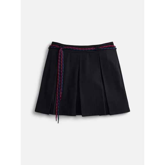Weekend Academy Girls Pleated Skort with Shoe String Belt, Sizes 4-18