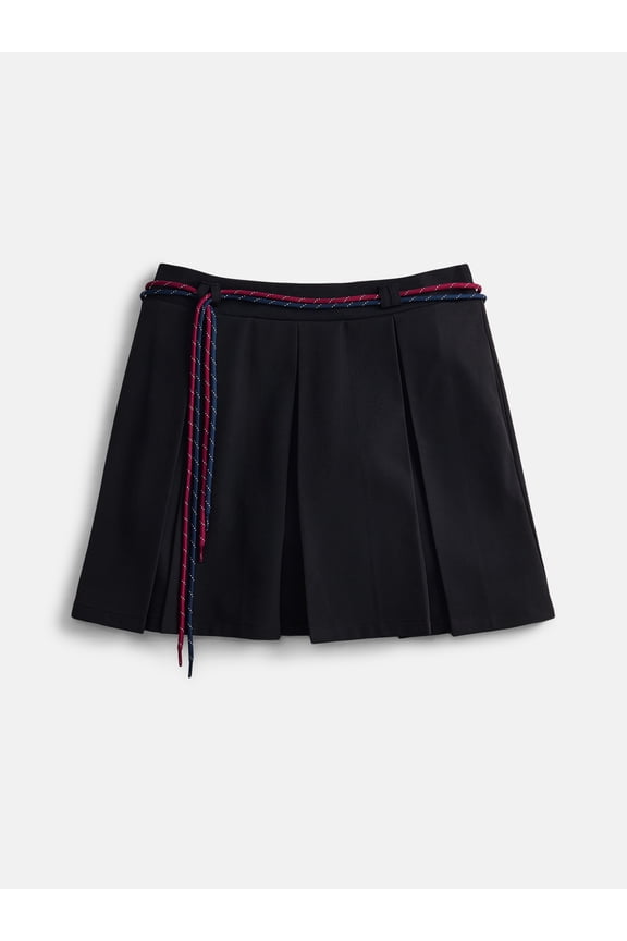 Girls Pleated Skort with Shoe String Belt, Sizes 4-18