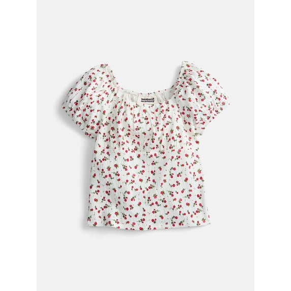 Weekend Academy Girls Printed Top with Puff Sleeves, Sizes 4-18