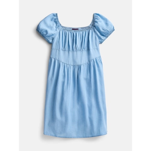 Girls Square Neck Dress with Puff Sleeves, Sizes 4-18