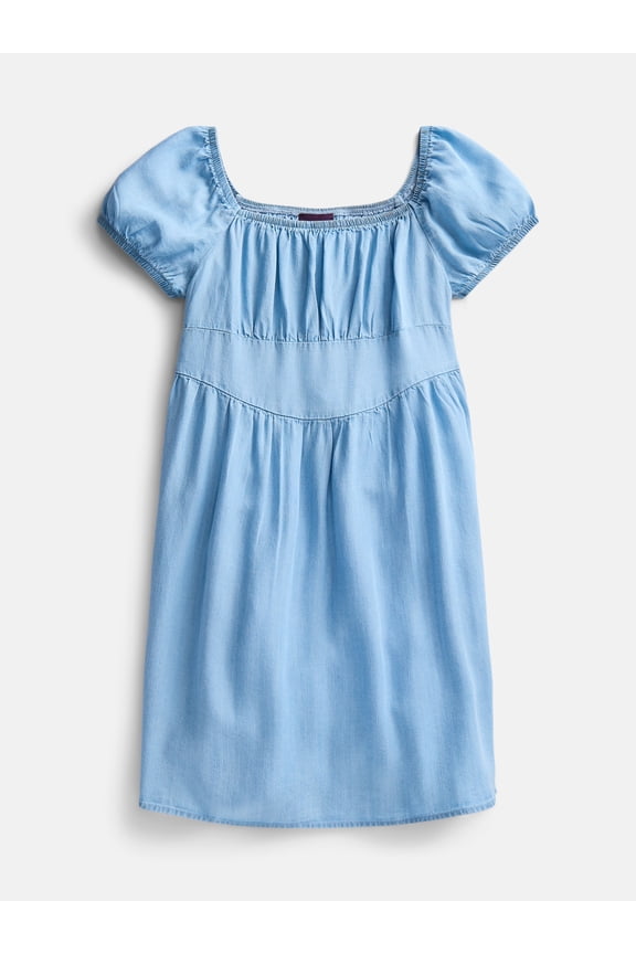 Girls Puff Sleeve Square Neck Dress, Sizes 4-18