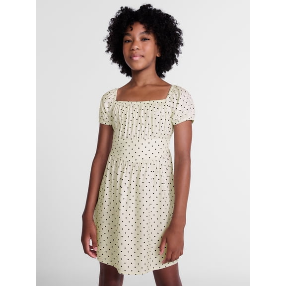Weekend Academy Girls Square Neck Dress with Puff Sleeves, Sizes 4-18