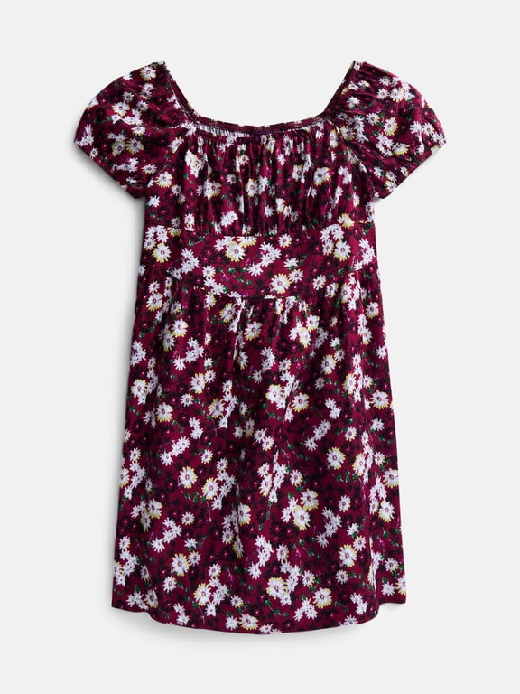 Girls Square Neck Dress with Puff Sleeves, Sizes 4-18