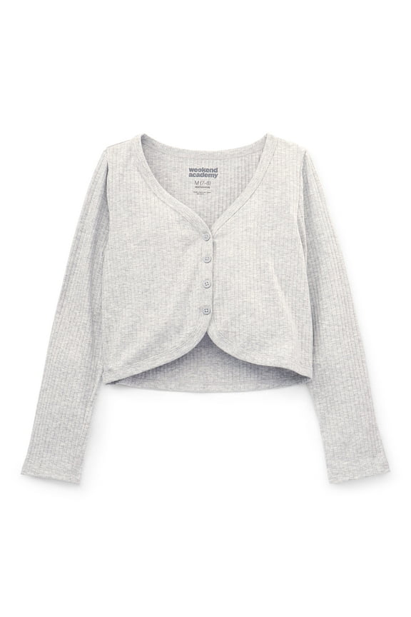 Girls Long Sleeve Ribbed Cardigan, Sizes 4-18