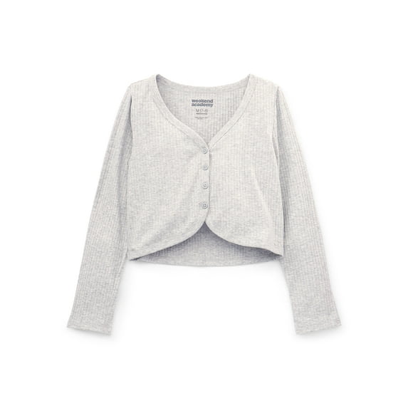 Weekend Academy Girls Long Sleeve Ribbed Cardigan, Sizes 4-18